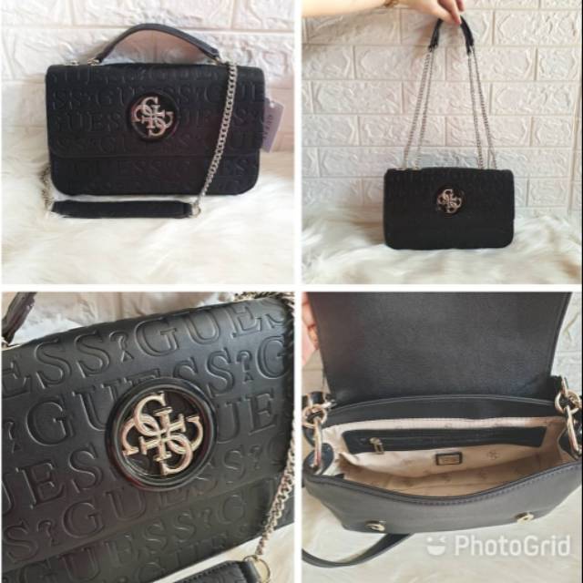 guess open road logo guess bag black
