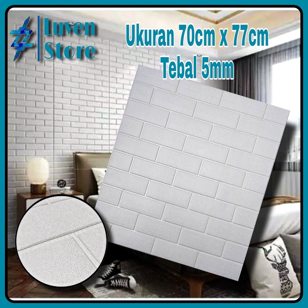 Paket Hemat 10 Lembar Wallpaper 3D Foam Brick. Wall Stiker Dinding Dekorasi Rumah Terbaik.-Bata Putih Pasir