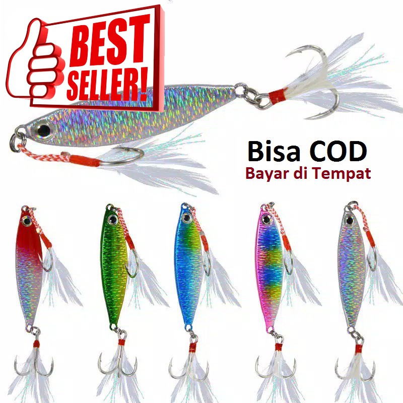 TERMURAH umpan casting umpan pancing metal jig berat 10g fishing lure berbulu umpan jiging laut