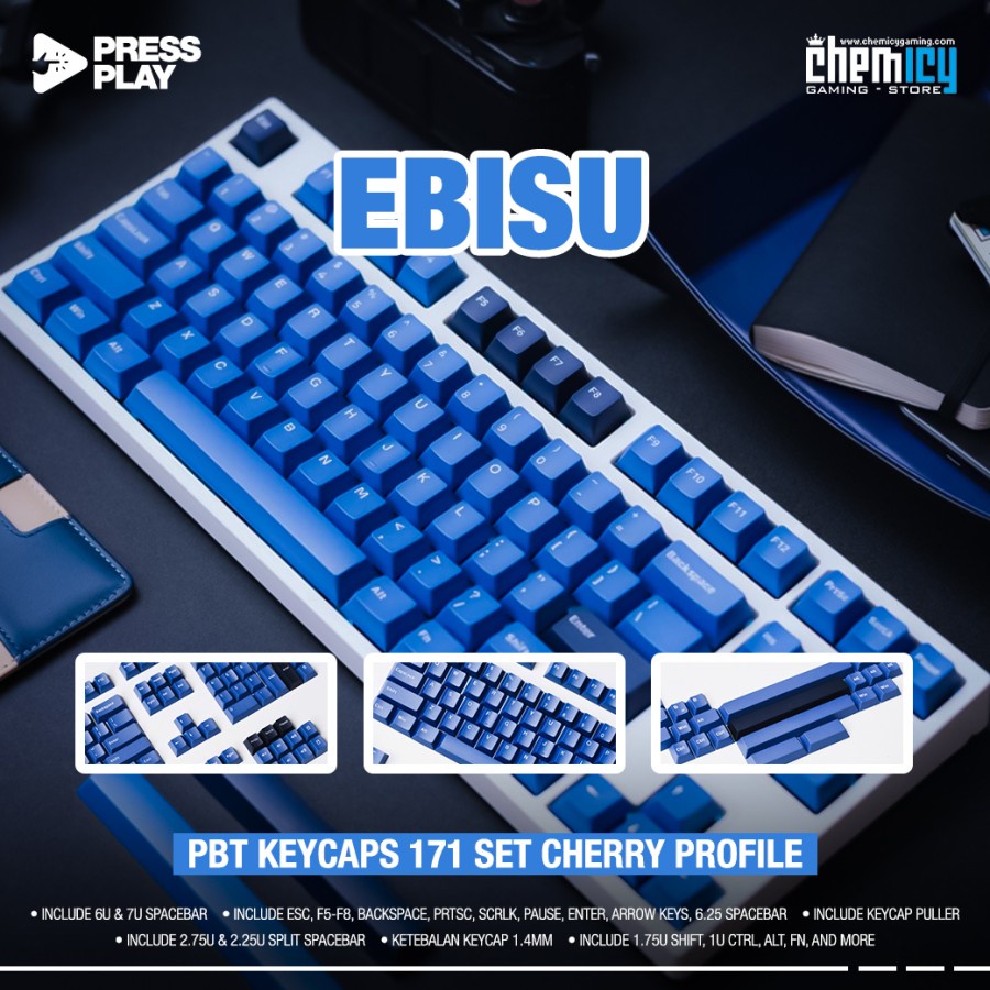 Press Play Ebisu PBT Double Shot Keycaps 171 set Cherry Profile