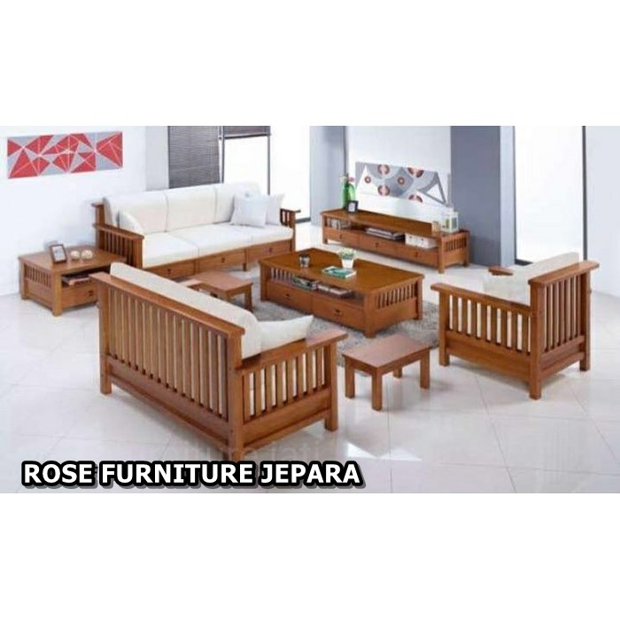 Set Kursi Tamu Minimalis Modern Kayu Jati Mebel Jepara Shopee Indonesia