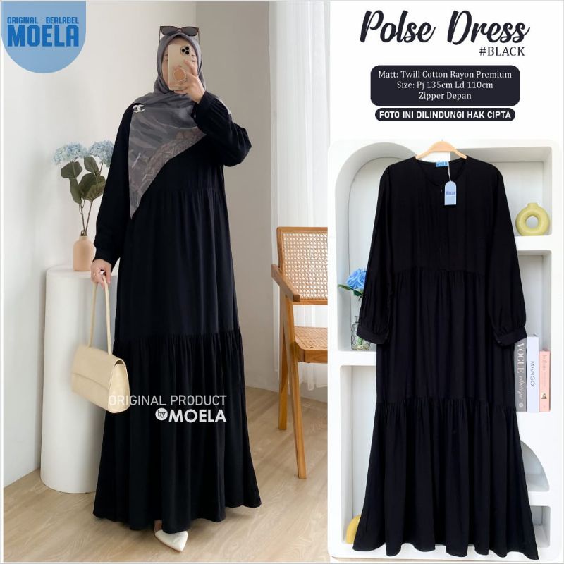 Polse Black Dress Gamis Original Moela Berlabel