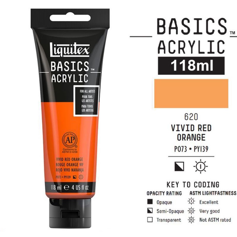 

LIQUITEX BASICS ACRYLIC COLOUR 118 ML VIVID RED ORANGE