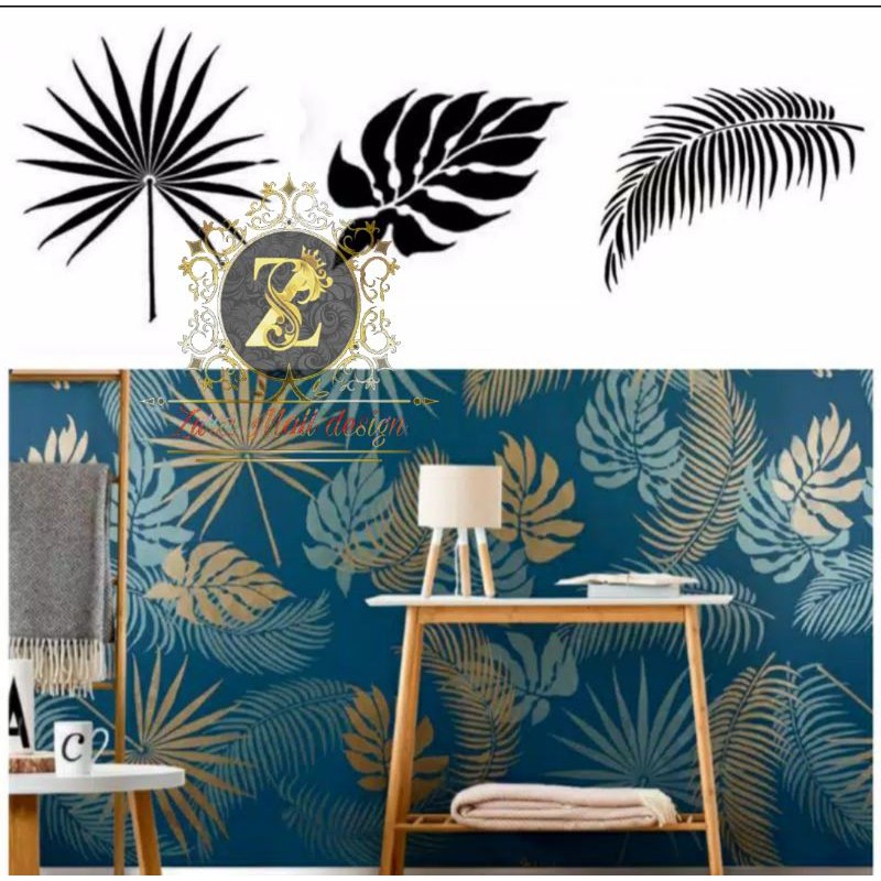 

stensil tiga motif daun estetik