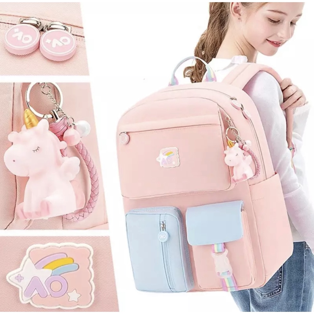 WWH21 Tas Anak Ransel Sekolah Single Layer Macaron Model Backpack BK131 TKM