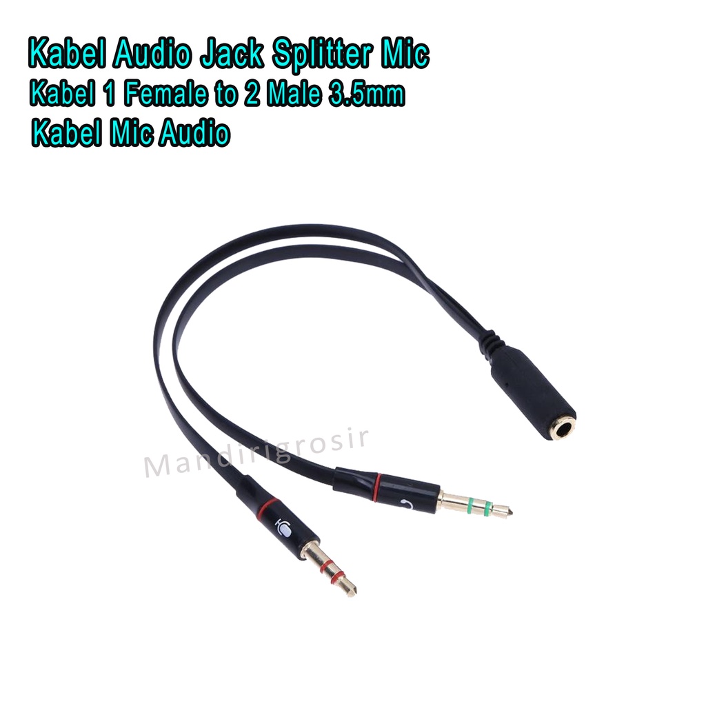 Kabel Audio Jack Splitter Mic *Kabel Audio * Headset 1 Female to 2 Male 3.5mm*