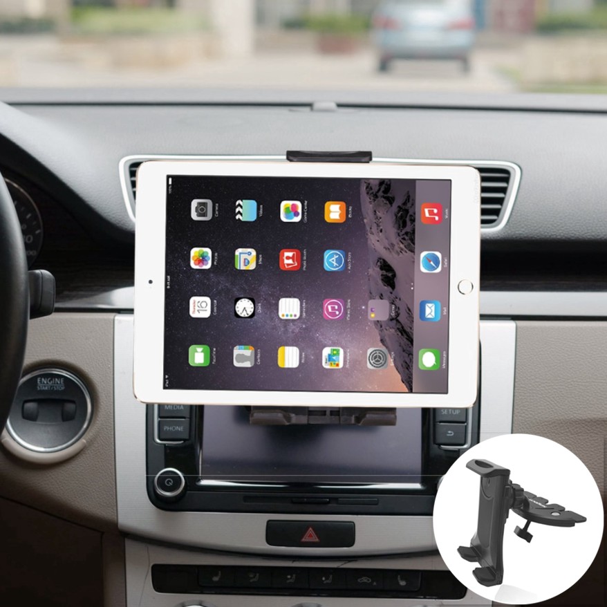 Car tablet computer bracket    Tablet PC Fixing Bracket    CD card slot holder for car iPad    Mobile phone fixing bracket    Car GPS bracket   Universal 4/5/6/7/8/9/10/11/12.9 tablet/mobile phone    Suitable for 2 3 4 5 6 Air 1 2 Samsung tablet holder