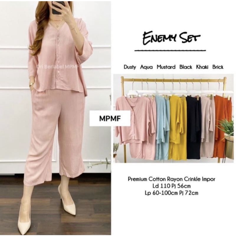 Enemy set rayon crinkle premium