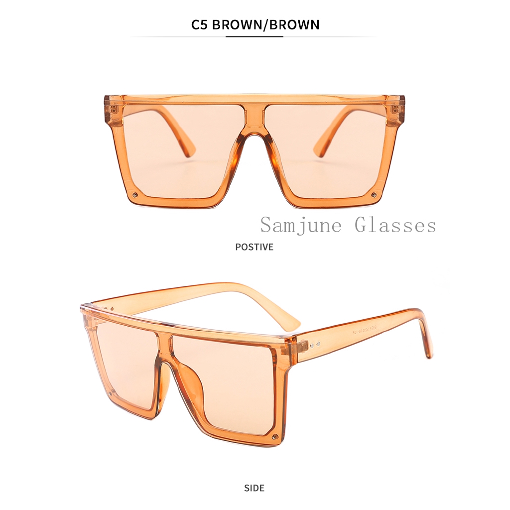 2022 Kacamata Hitam Oversize Frame Kotak Besar Aksen Rivet Untuk Wanita