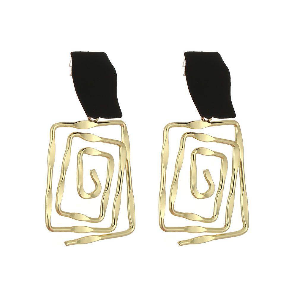 R-flower 1pasang Anting Spiral Geometris Perhiasan Aksesoris Hadiah Pesta Pernikahan Wanita Gadis Labirin Logam