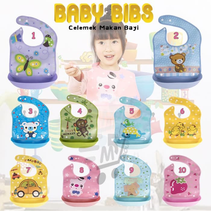 Noureenshop Celemek Makan Bayi Silikon / Celemek Anti Air