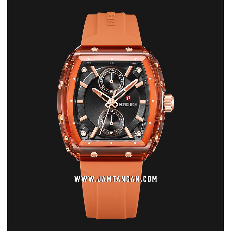 Expedition E 6814 MFRIGBAOR Men Black Dial Orange Rubber Strap