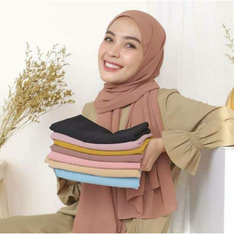 Pashmina Ceruty Babydoll Kerudung Pashmina 175x75cm Pashmina Ceruty Premium