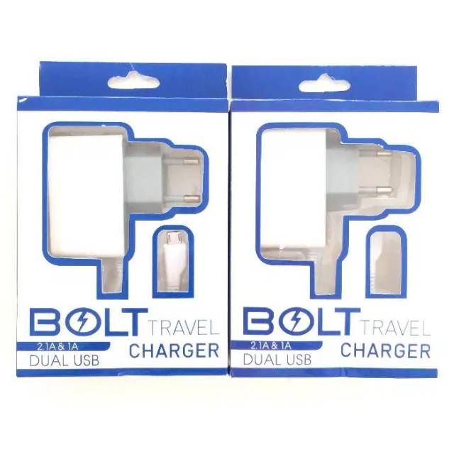 (BOLT) CHARGER MICRO USB 2.1A DUAL USB POWER ADAPTER FAST CHARGER BOLT