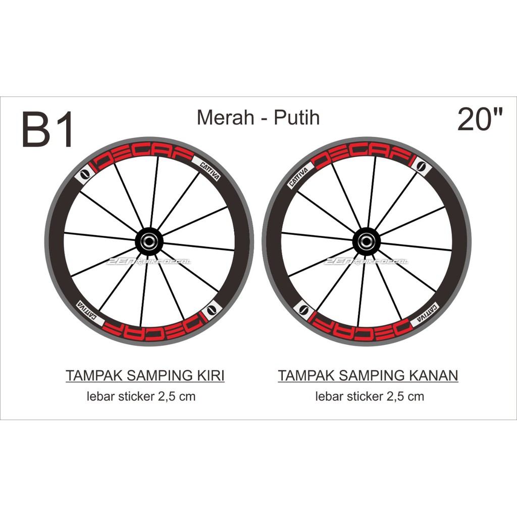 CUTTING Sticker VELG / RIM WHEELSET SELI / sepeda lipat RING 20