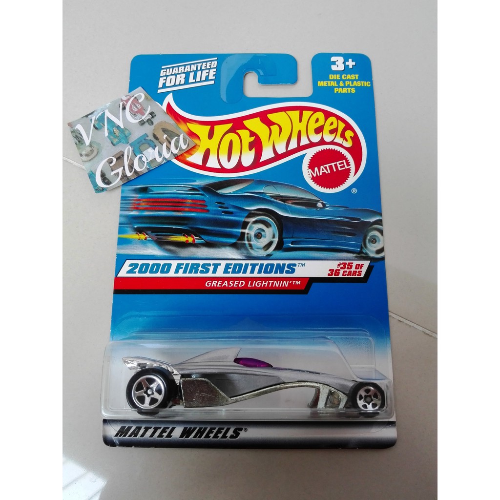 Hot Wheels Greased Lightnin 2000 First Editions Silver White Lightning  Hotwheels HW Putih Perak