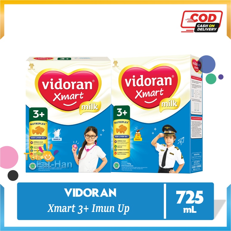 

Vidoran Xmart 3+ Imun Up Susu Formula 725gr - Vanila / Madu - Susu Pertumbuhan Anak Usia 3-5 Tahun