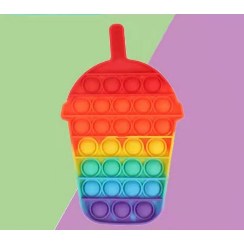POP IT New fidget push Pop Its Fidget Toy Push Bubble Stress Relief kids pop it tiktok-BOBA CUP RAINBOW