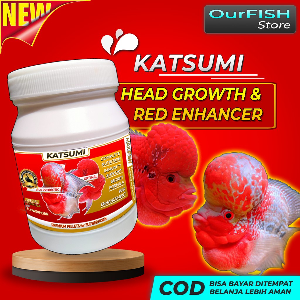 KATSUMI Pelet Louhan Jenong dan Warna with Carophyll Spirulina Probiotic Pelet Ikan Hias Red Devil