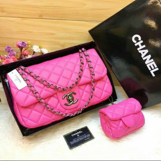 Tas Wanita Mom & Kid Chanel Cocok Untuk Jalan Jalan Kerja Kuliah Polos Warna Pink