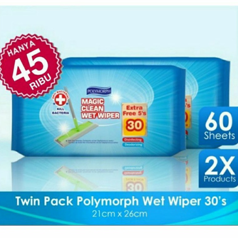 2 PACK MAGIC CLEAN WET WIPES 30s / TISU BASAH PEMBERSIH LANTAI 30s