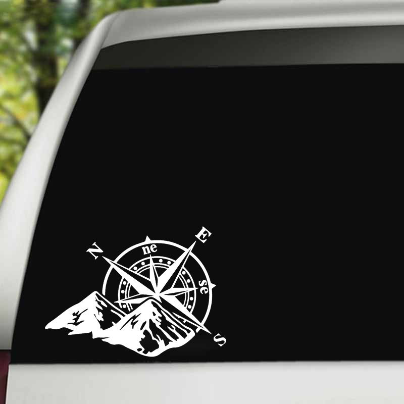 Stiker Motif Kompas Gunung Bahan Vinyl Anti Air Untuk Dekorasi Mobil