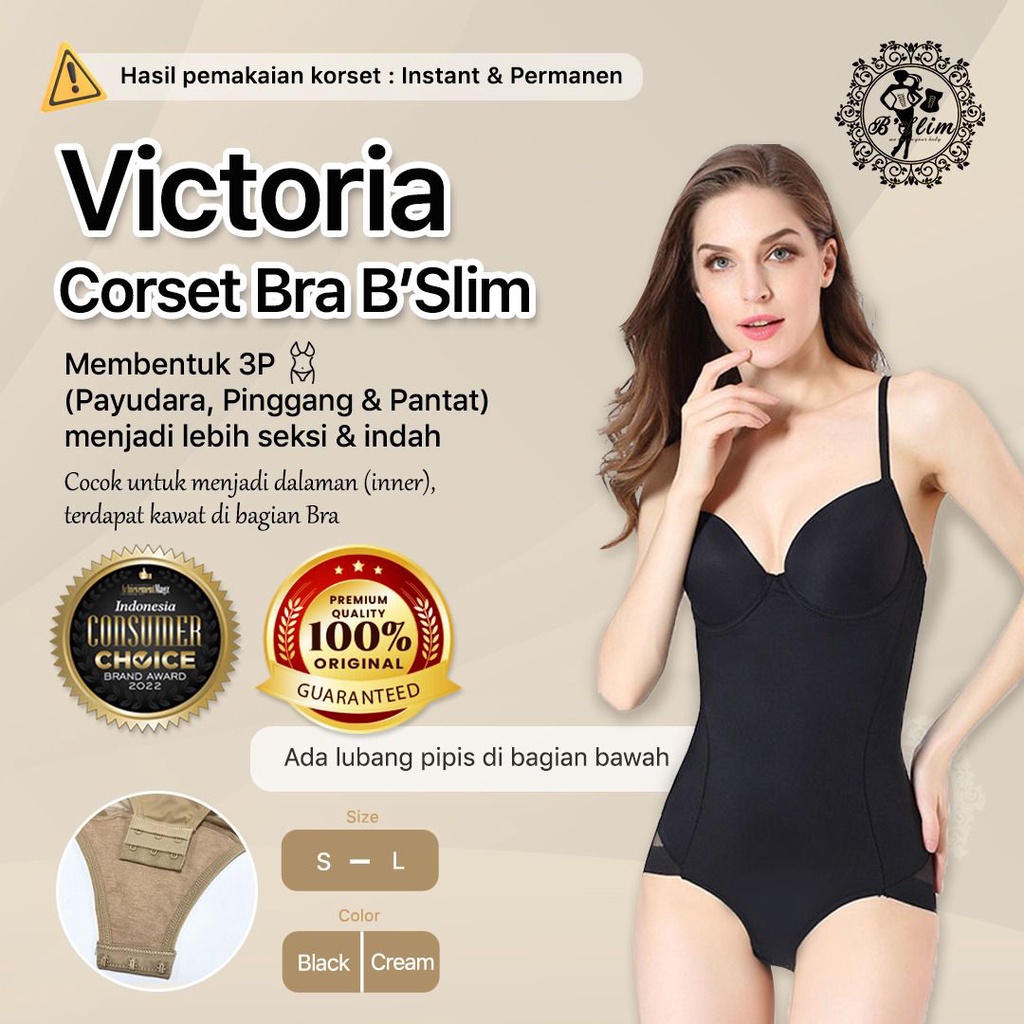 Victoria Korset Bra B'Slim | Korset Pelangsing Body Slimming Suit Body Shaper Corset Bra | Bustier L