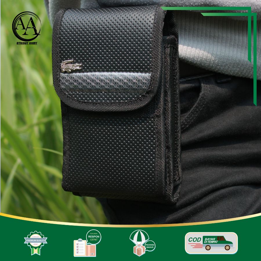 TEMPAT SARUNG HP PINGGANG CROCODILE DOUBLE SLOT 6,7 Inch TAS DOMPET HANDPHONE POUCH HP PRIA KANVAS TEBAL