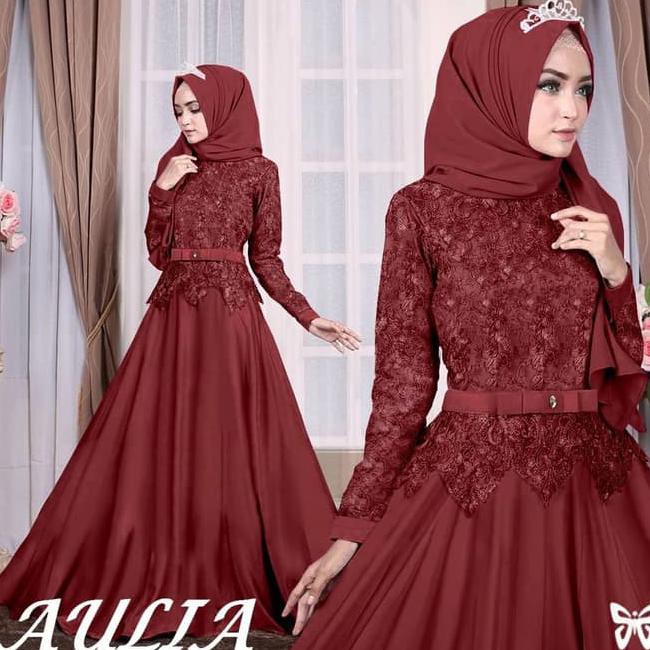 Aulia, maxi jersey premium dikombinasi brukat, pinggang belakang karet BIG SALE