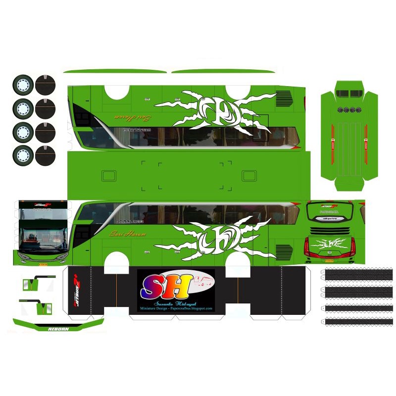 stiker pola miniatur bus skala 1:50