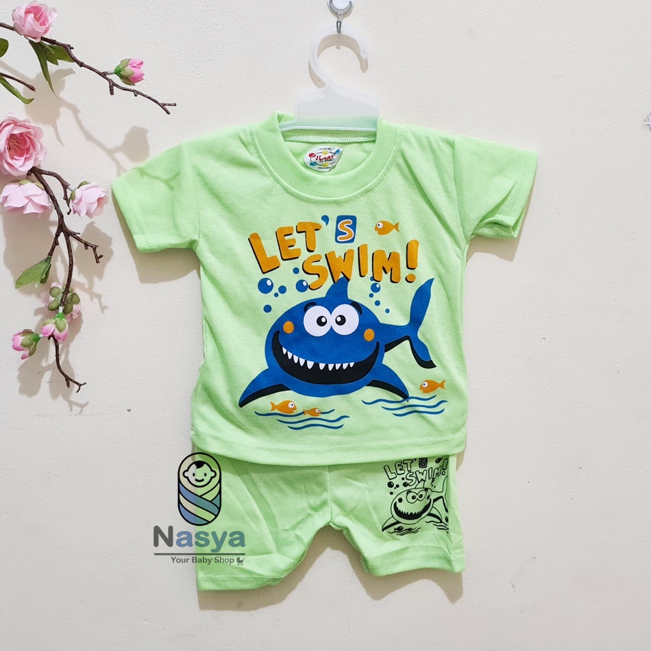 [J-011] Setelan Bayi Pendek Unisex Pakaian Laki Perempuan Murah (0-6 bulan)