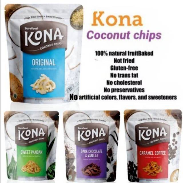 

Blommie TTF Kona Coconut Chips 60gr Kona keripik Kelapa 60gr