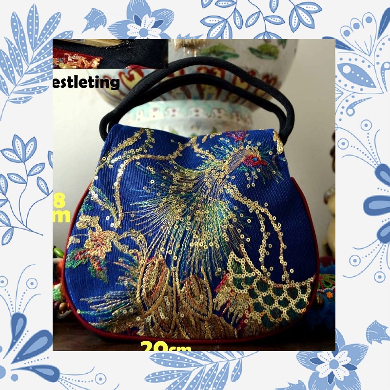 Tas Tenteng Wanita Import Murah Etnik Motif Bordir 3D Import Bangkok Thailand