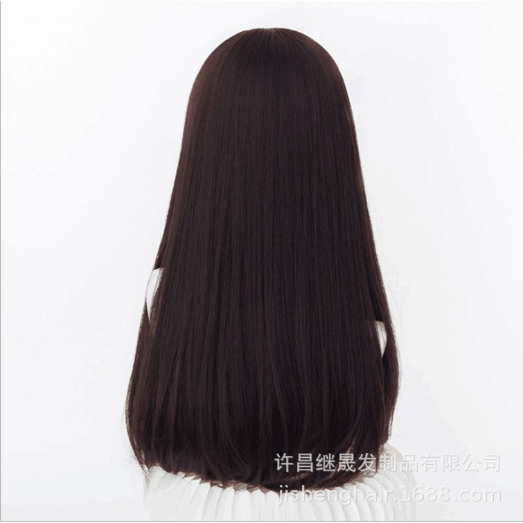 WDA-11 wig daily lolita rambut palsu panjang straight lurus poni side bangs