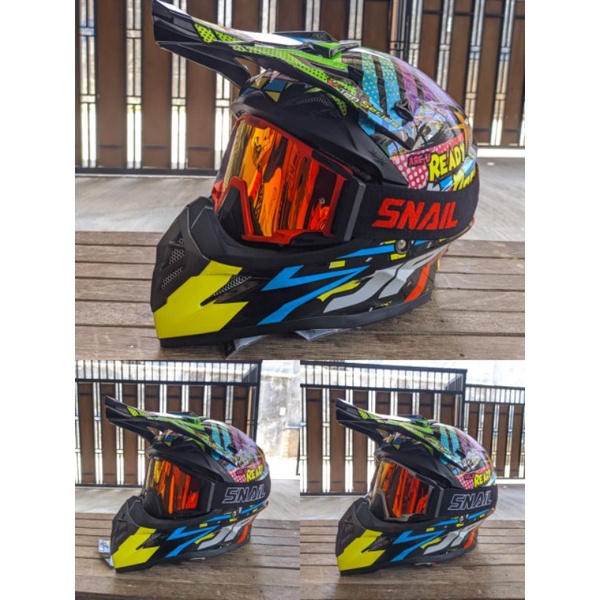 HELM JPX CROSS_FOX1 SERI X10 - SUPER BLACK GLOSS + GOOGLE SNAIL (ONGKIR 2 KG) HELM JPX X10 READY TO ROCK JPX CROSS X10 SUPERBLACK HELM JPX TERBARU