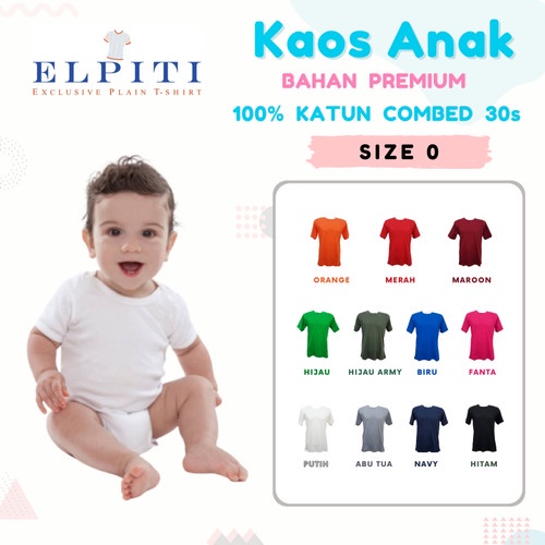 Kaos Polos Anak PrIa Wanita Umur 1-10 Tahun