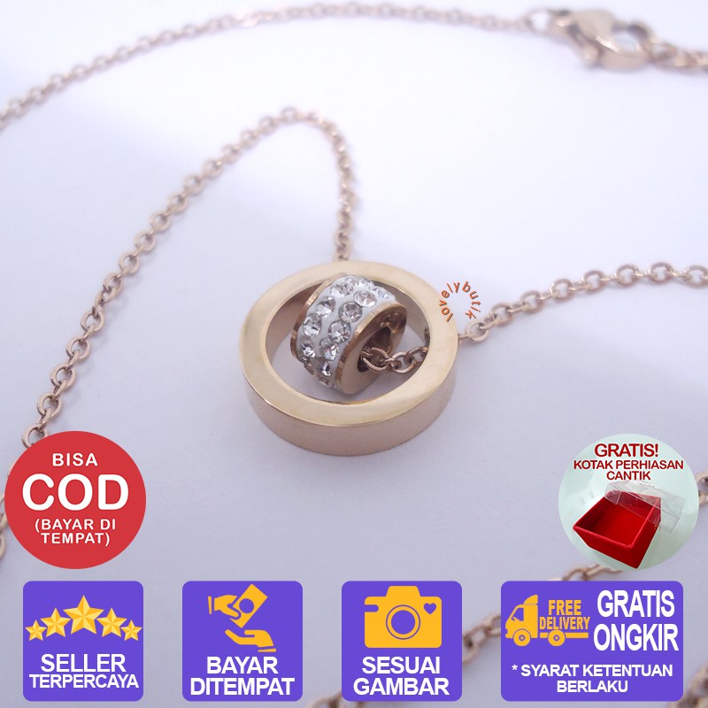 Lovelybutik Kalung Titanium Wanita Anti Karat Selamanya Victoria Uk. 45 cm BONUS KOTAK PERHIASAN