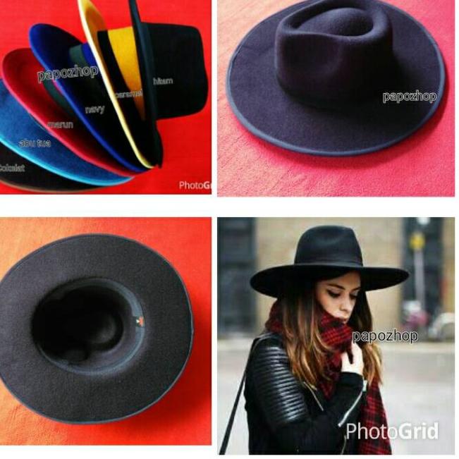 ✈ topi fedora lebar hitam polos besar pria wanita artis zorro cowboy ☈