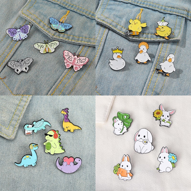 5pcs / Set Bros Pin Enamel Desain Hewan Lucu Untuk Aksesoris Tas Ransel / Hadiah