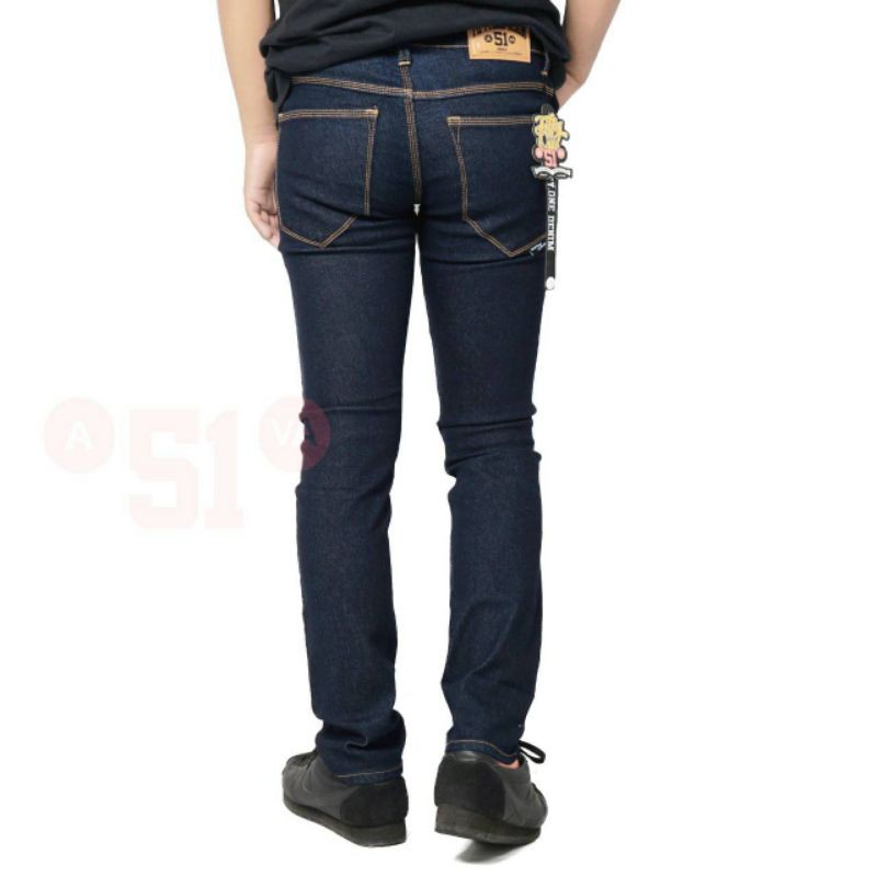 Celana jeans pria slim fit brand fifty one original trending (Navy blue)