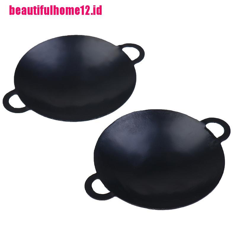 【beautifulhome12.id】1：12 Dollhouse Miniature Frying Pans Cooking Pot Cookware Kitchen Accessory