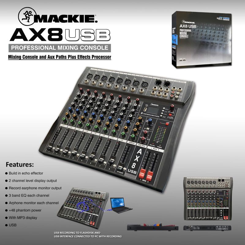 Mixer Audio MACKIE AX8N AX 8 usb USB-BLUETOOTH