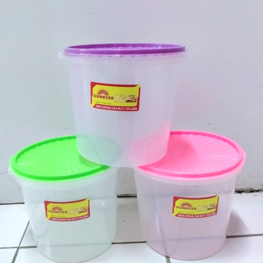 Toples Bulat 5L Dan 10L Toples PLastik Kerupuk Kedap TEBAL Berkualitas - 10liter