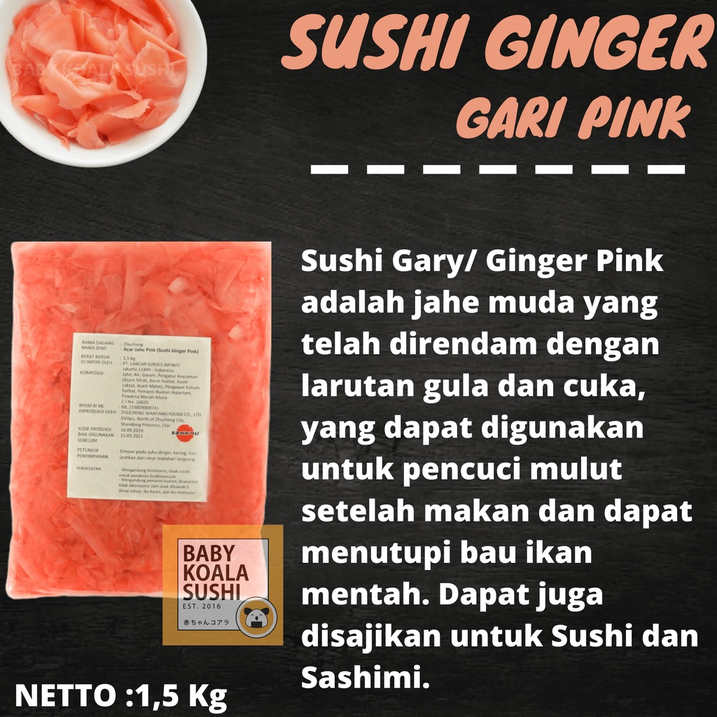 GARI PINK Acar Jahe Pink Manis 1 Kg Halal │ Gary Import Ginger Pickled for Sushi │ Acar Jahe