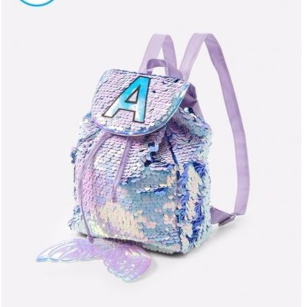 JUSTICE BAG  Flip Sequin Initial Mermaid Mini Rucksack. Tas ransel anak justice. ready sby