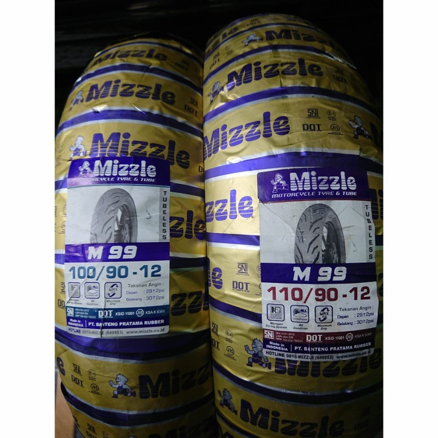 Paketan Ban MIZZLE 100/90-12 & 110/90-12 M 99 TUBELESS SCOOPY NEW, FREEGO