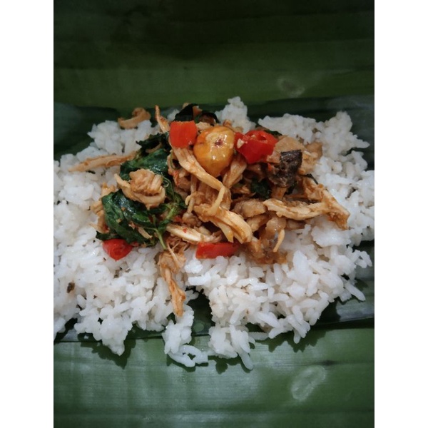 

Nasi bakar ayam suwir pedas