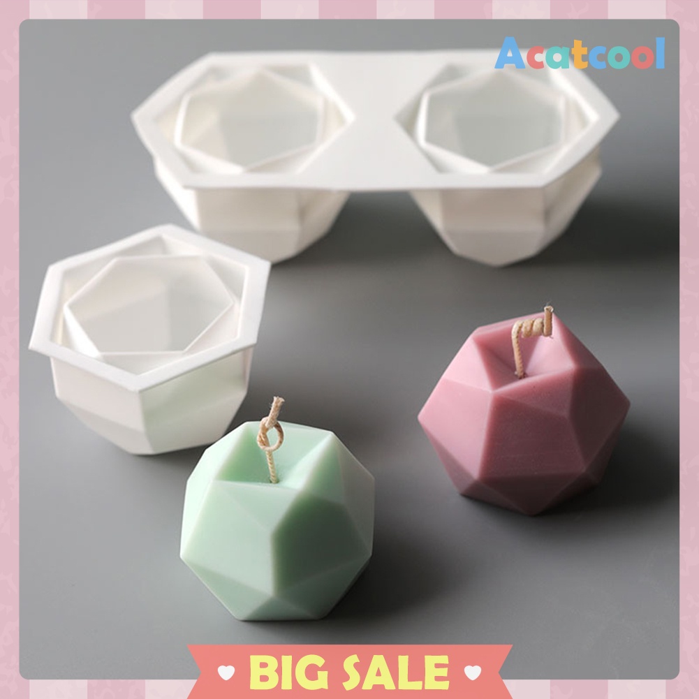 3D Rhombus Ball Candle Mold Geometric Shape Chocolate Mousse Silicone Mould