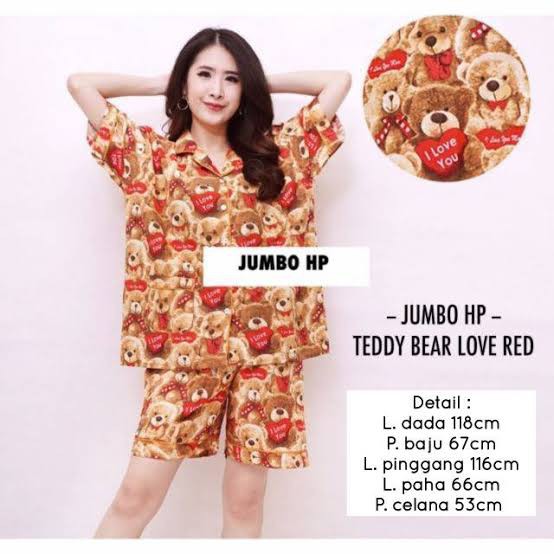 PF1 Setelan Piyama  JUMBO  HP TEDDYLOVE Baju Tidur Size 