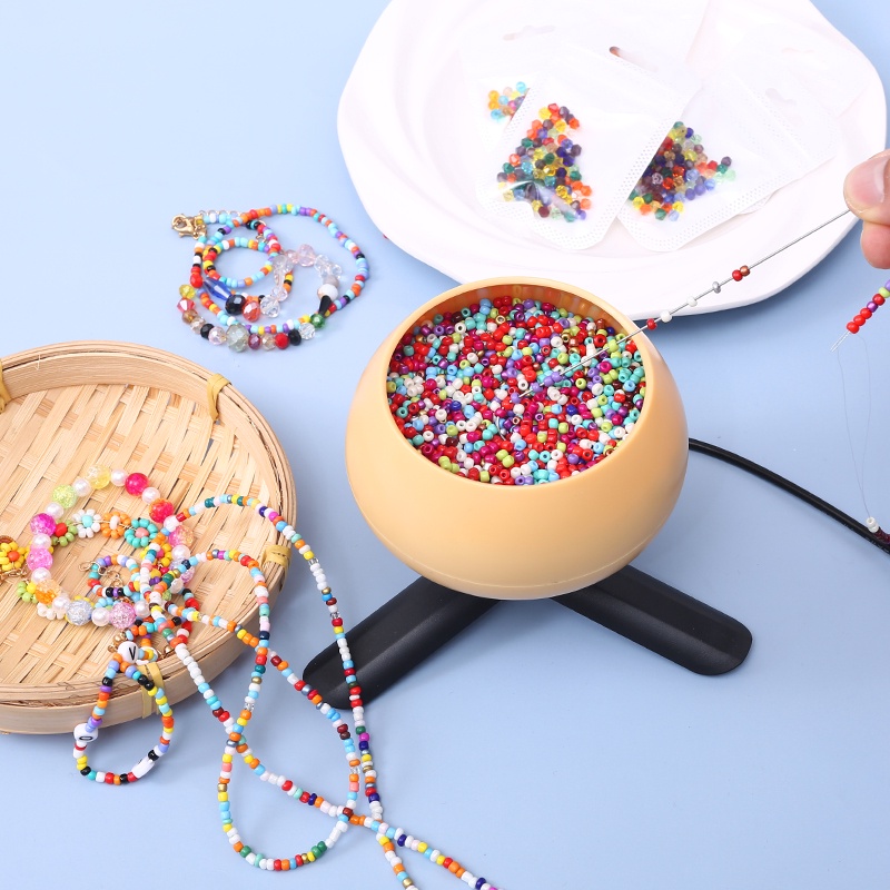 Spin Beading Bowl Loader kecepatan yang dapat disesuaikan dengan jarum manik -manik melengkung untuk manik -manik biji DIY